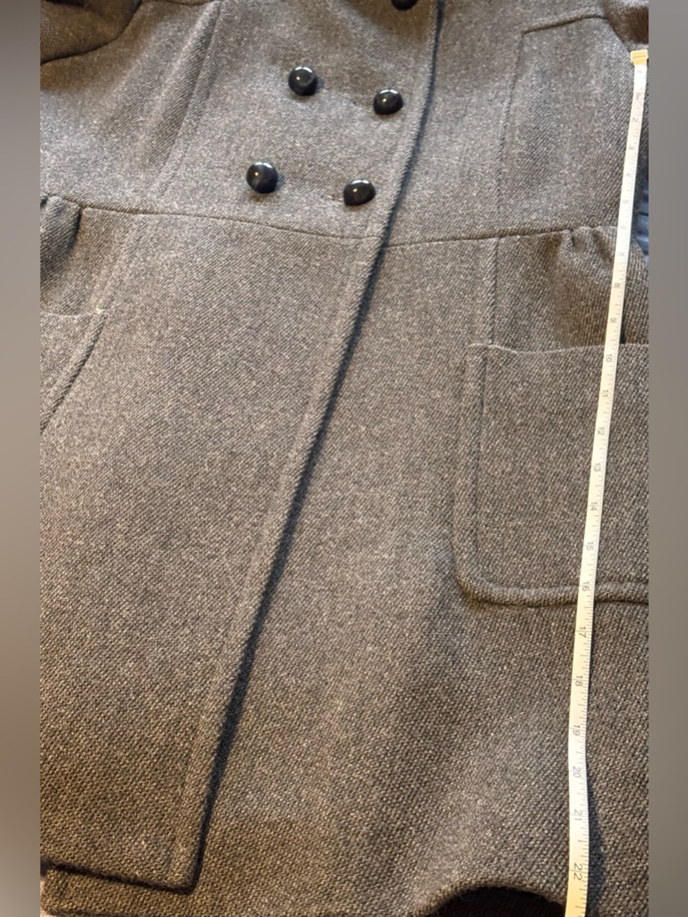 Zara Woman Gray Wool-Blend Double Breasted Pea Coat Women’s Size Medium - Picture 8 of 9